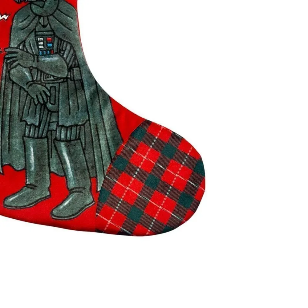 NEW Star Wars Darth Vader & Luke Skywalker Christmas Stocking Plaid Trim Disney